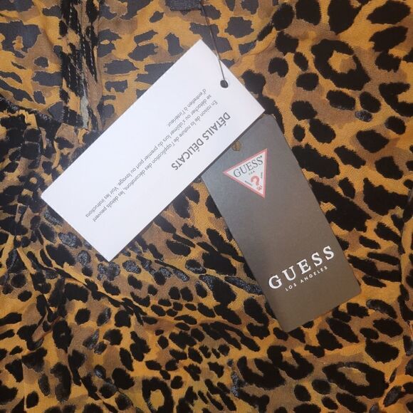NWT Guess Women's Rhelin Wreckless Cheetah Print Top Brown Black M - Picture 10 of 10
